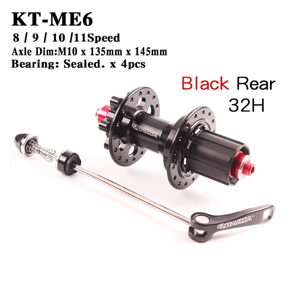 Bike Hub Bicycle Aluminum Stainless Steel 32 Holes Road Bike 100x135mm: Rear