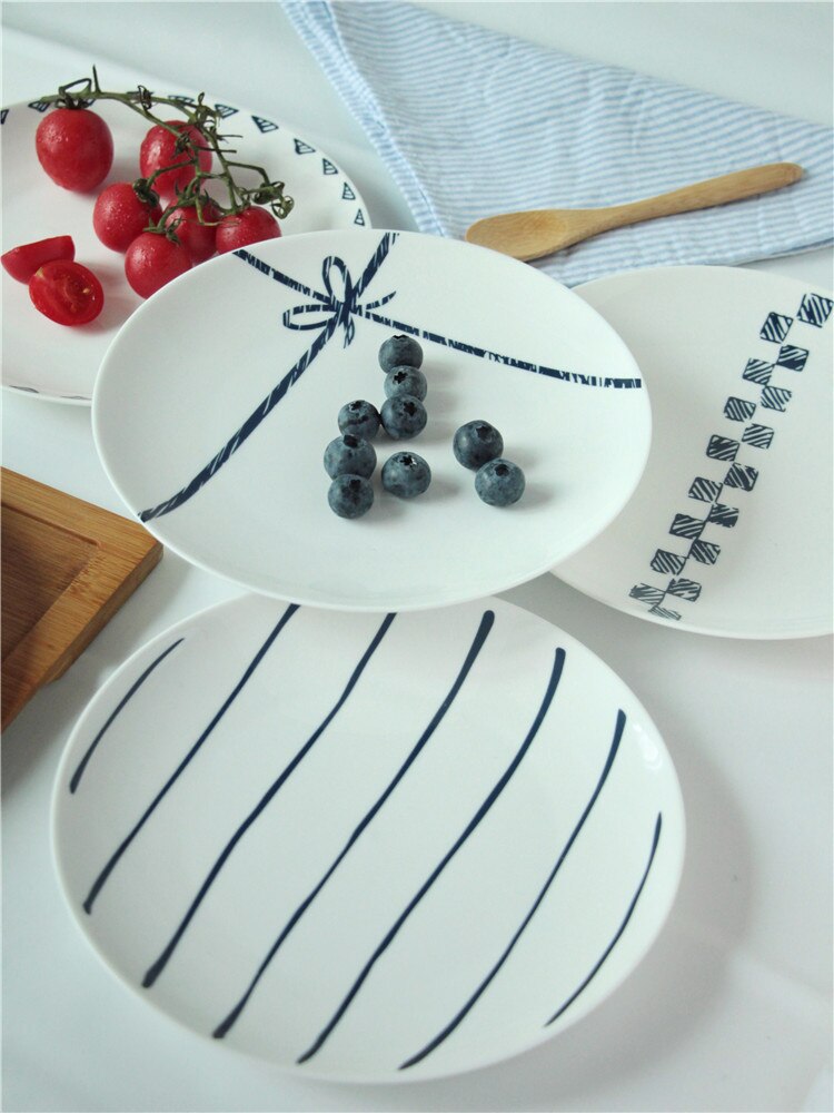 Middagstallerkener keramiske tallerkener 8* tommer spisestel porcelæn flade tallerkener wienerbrød kagebakke fest tallerken fade frugtfad