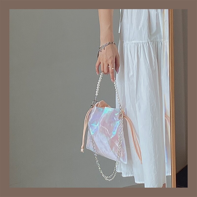 Mini sacs à main avec chaîne perlée pour femmes, sacs à bandoulière Vintage, fil de , sacoche de soirée, pochette