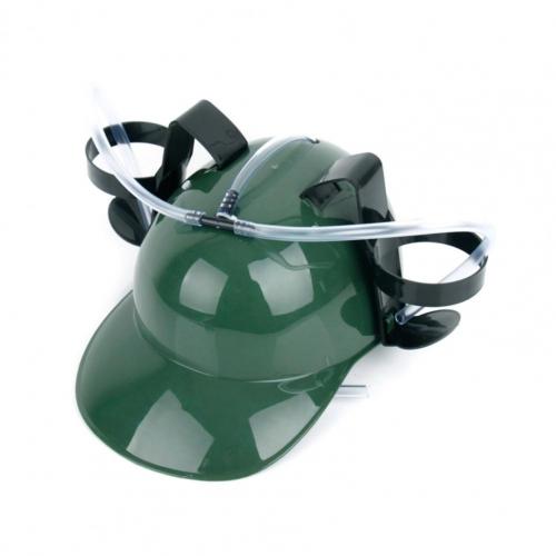 Casco para beber cerveza y refresco, sombrero para de cumpleaños, juguete único y fresco, bebida manos libres, juguete minero, novedad de: Verde