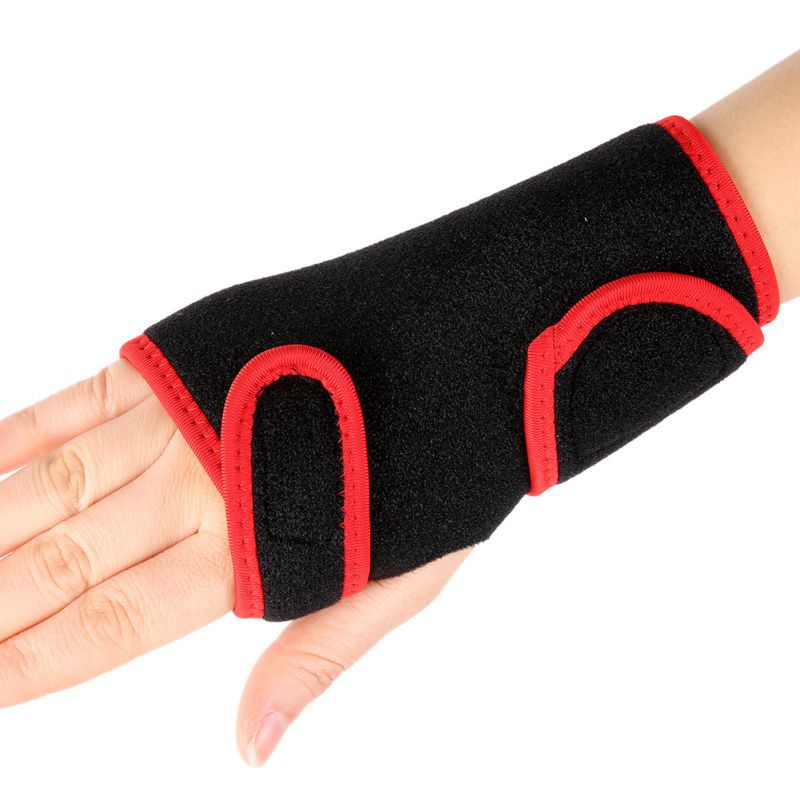 Muñequera vendaje de soporte pulseira ortopédico túnel carpiano venda de la mano férula ortopédica de apoyo pulverizadores artritis: Black red Left hand