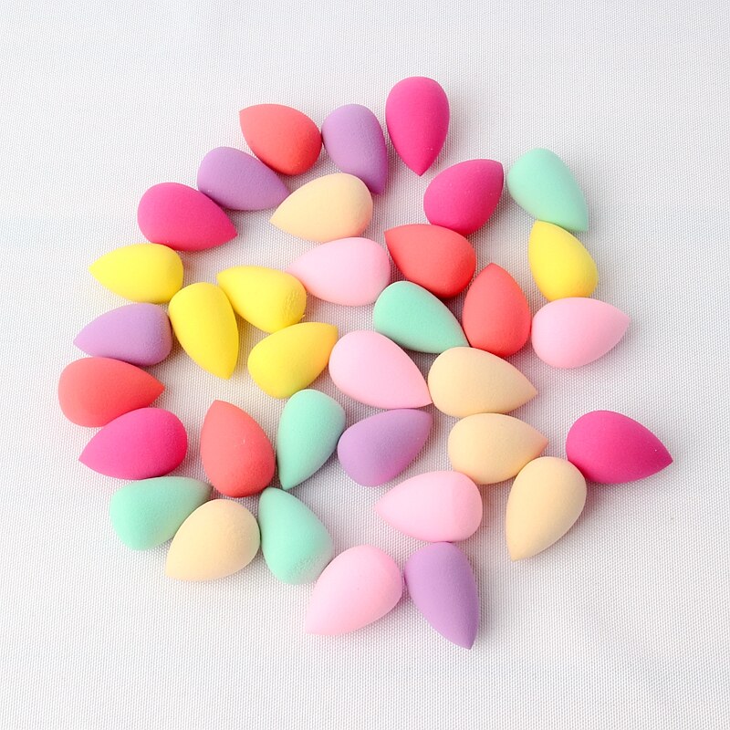 Lote de 5 unidades de esponjas cosméticas de pequeño liso para dedos, esponja para uso en seco y mojado, utensilios de belleza base, Mini esponja de maquillaje BB en forma de gota de agua