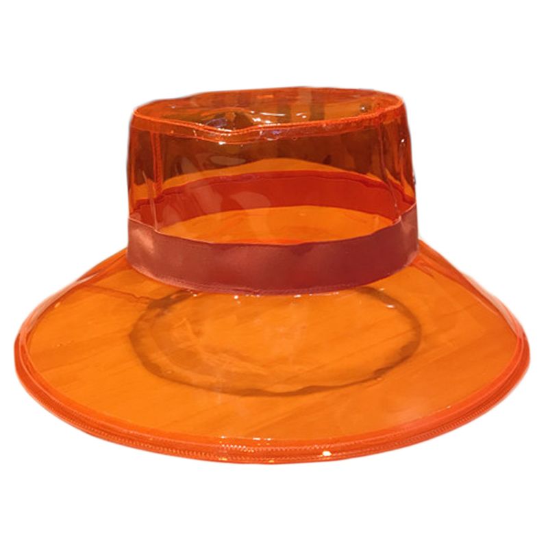 Unisex PVC Transparent Bucket Hat Bright Jelly Wide Brim Waterproof Rain hat 83XF