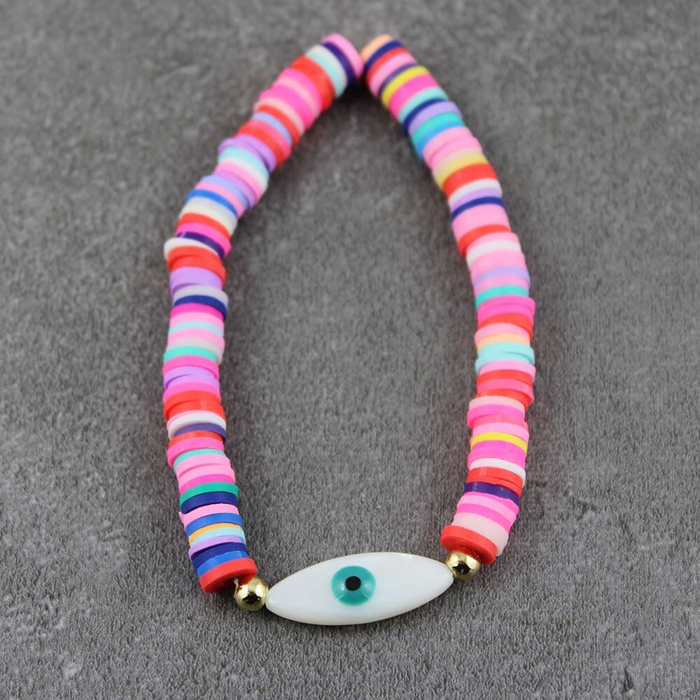 Ga Naar Het Strand Voor Zomer Armbanden Voor Vrouwen Kleurrijke Polymeer Klei Kralen Armband Eye Shell Armbanden: color6