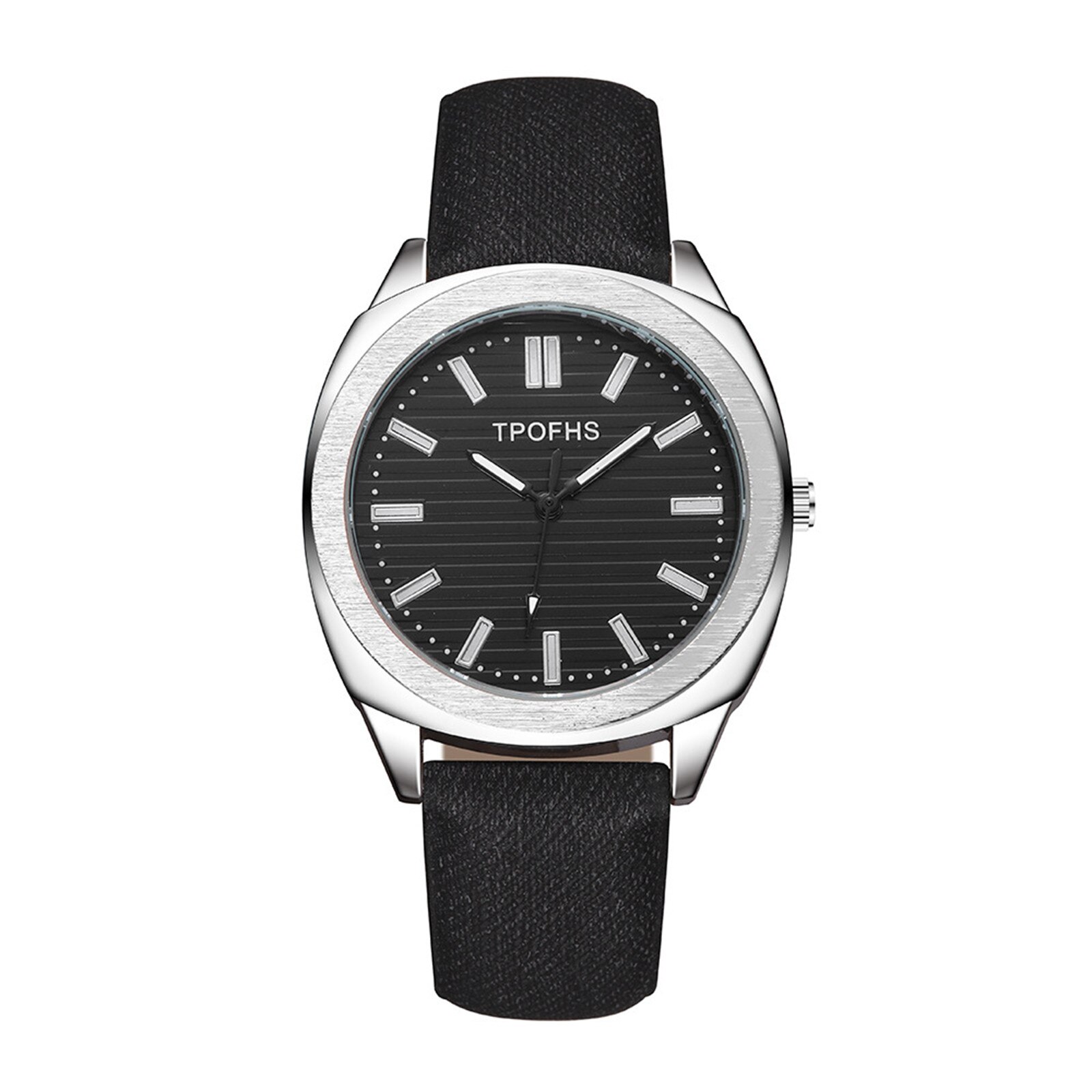 Trendy Versatile Quartz Watch Pattern Imitation Leather Band Alloy Quartz Watch Round Glass Stylish Analog Clock Reloj: A