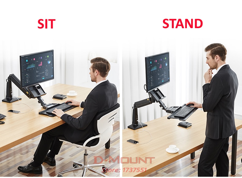 Nb FC35 190Cm Computer Sit-Stand Werk Station Desk Mount Laptop Table Stand Monitor Beugel Plank Met Toetsenbord plaat