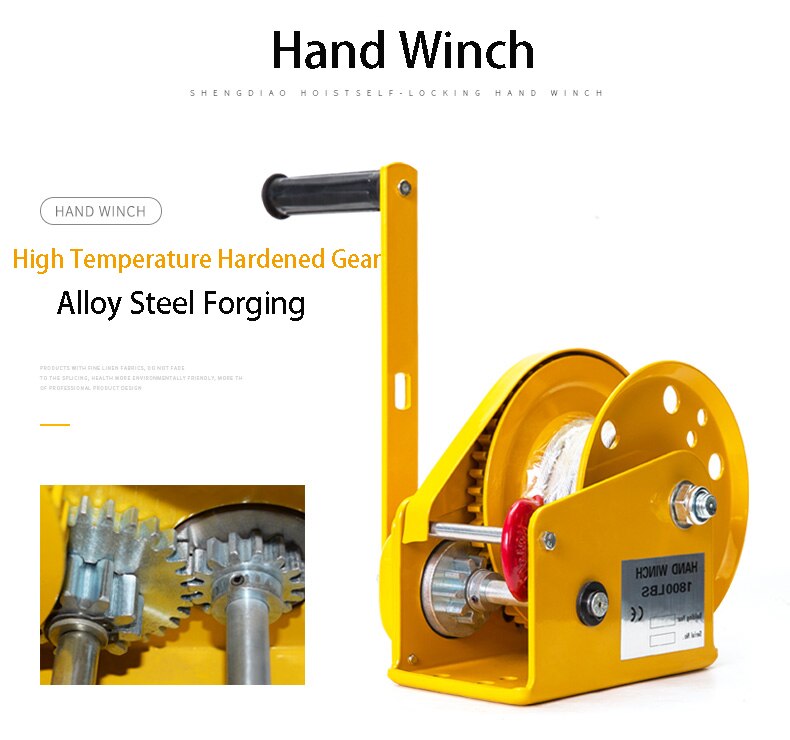 1200LBS Self-locking hand winch Stainless steel Boat windlass truck auto manual lifting hoist