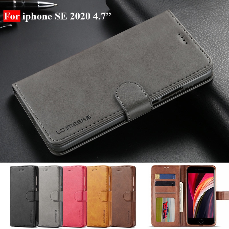 For iphone SE Case Leather Vintage Phone Case On iphone SE Case Flip Magnetic Wallet Case For iphone SE Cover Bag