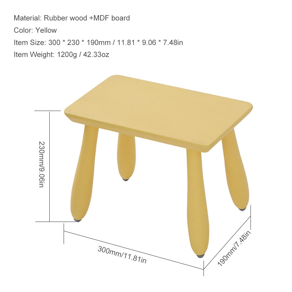 Nordisk träpall baby barn stegsits fyrkantig rund pall halkfri hem barn fotpall 260 * 260 * 230mm fotstöd bänk: Gul