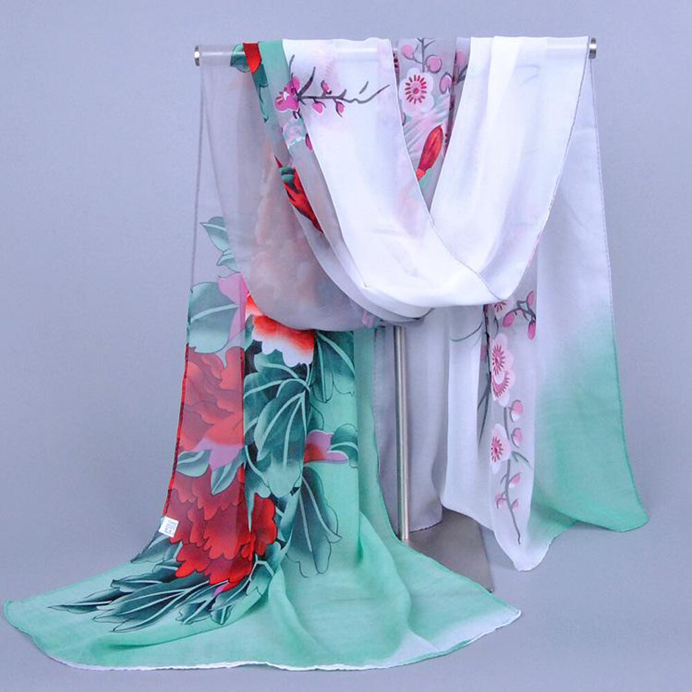 1PC Vrouwen Lady Chiffon Sjaal Muzieknoot Chiffon Soft Neck Shawl Sjaals Uitlaat Sjaals: green