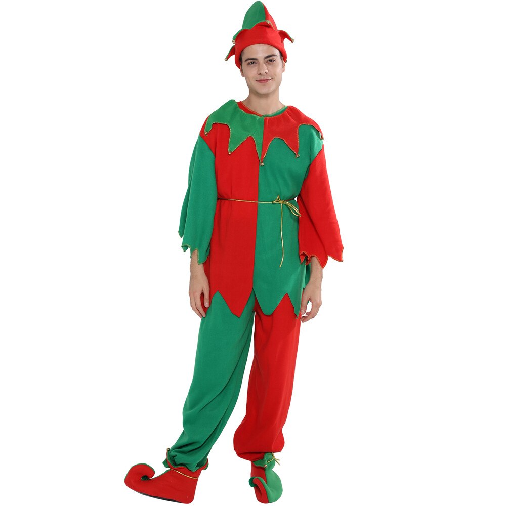 Eraspooky Unisex Plus Size Christmas Elf Cosplay Santa Claus Costume Santa Helper Suits For Adult Men Women Year Fancy Dress: XL