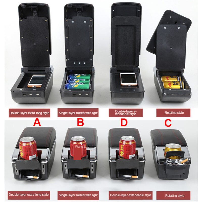 For Toyota Yaris Armrest For Toyota Yaris hybrid Car Armrest box Retrofit parts Interior Storage box USB LED