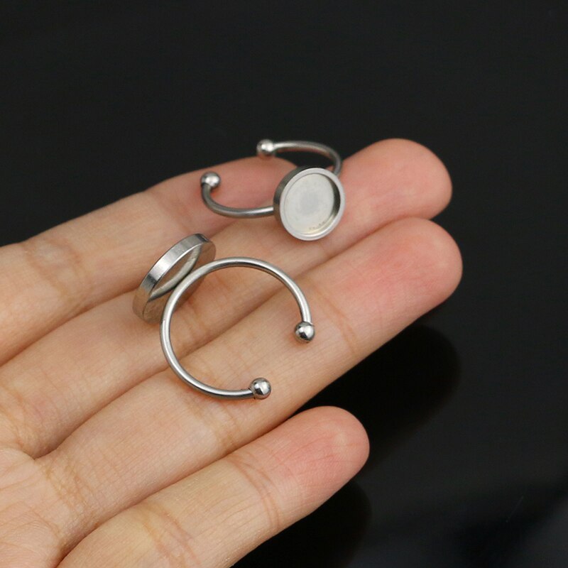 10 Stks/partij Rvs Verstelbare Lege Ring Basis Fit Dia 4/6/8/10/12 Mm cabochons Cameo Instellingen Lade Diy Sieraden Maken Ring