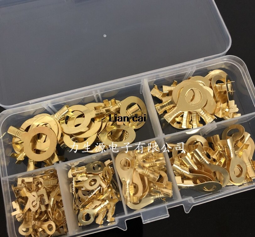 150PCS Ring Lugs Ring Eyes Copper Crimp Cable Connector Non-insulated M3/M4/M5/M6/M8/M10 Assortment Kit with Plastic Box