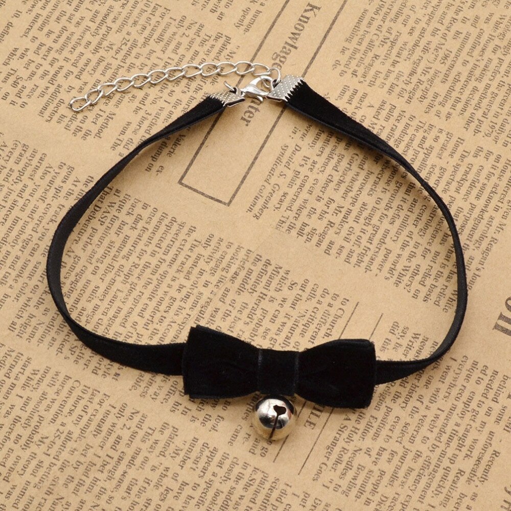 Women's Gothic Lolita Pendant Bell Collar Choker Bowknot Velvet Ribbon Necklace Stylish