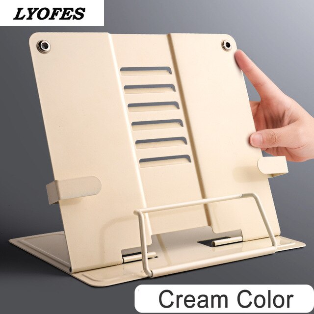 Verstelbare Draagbare Metalen Verstelbare Leesboek Houder Ondersteuning Document Plank Bookstand Tablet Muziek Score Recept Stand: YELLOW