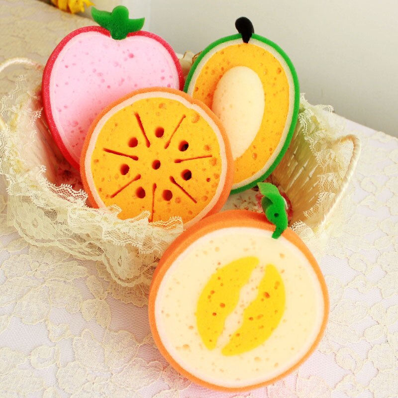 ZH 1PC Cartoon Shower Clean Sponge Fruit Bath Cotton Child Shower Bath Sponge