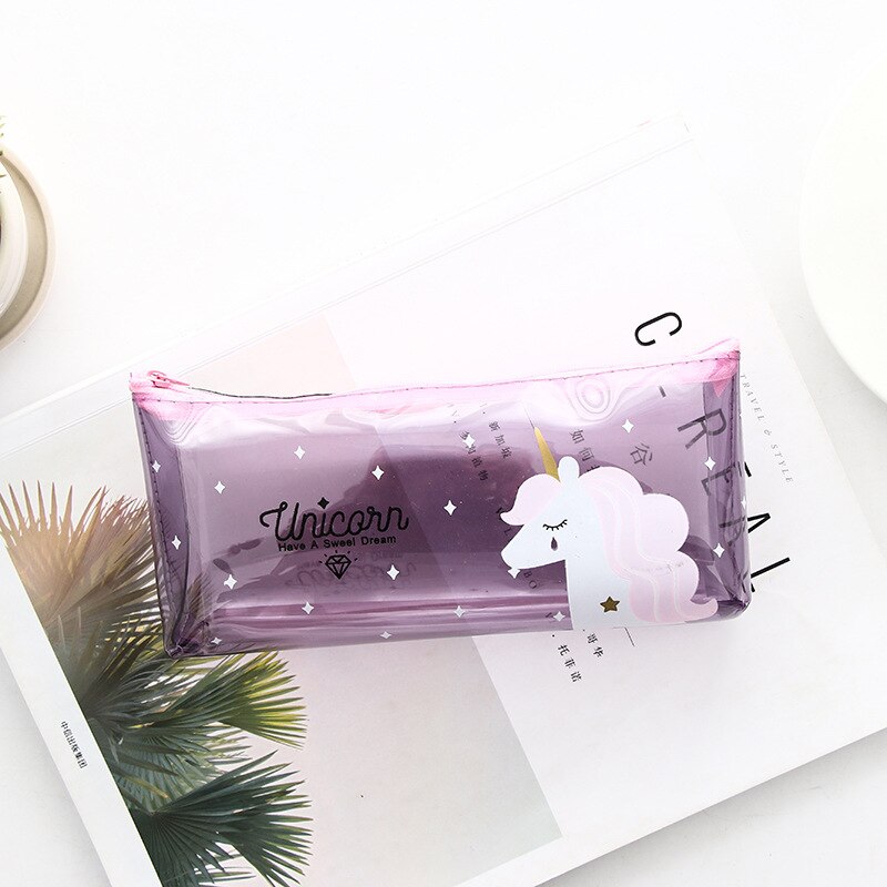 Jelly Pencil Case Unicorn Gel Cute School Supplies Stationery School Cute Pencil Box Pencilcase Pencil Bag: E