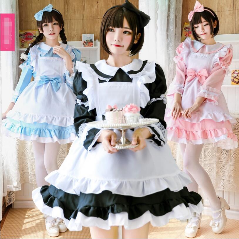 Lolita Long Sleeve Mori Girl Princess Dress Cos Maid Cute Kawaii Dress Retro Court Style Lolita Tea Party Dress Cos Loli