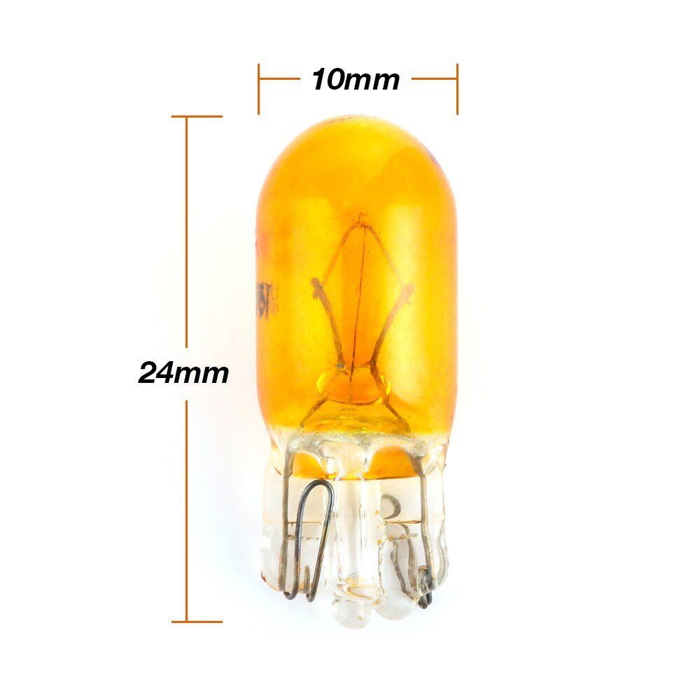 Bombilla halógena w5w T10 para luces de estacionamiento de coche, luz amarilla con cuñas laterales, 194, 501, 10 Uds.