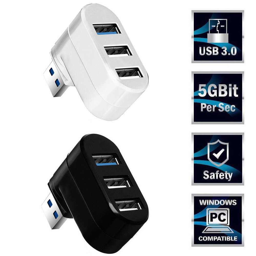 For PC Laptop MacBook Pro Mini 3 Ports USB 3.0 Hub High Speed Data Transfer Splitter Box Adapter Computer Accessories