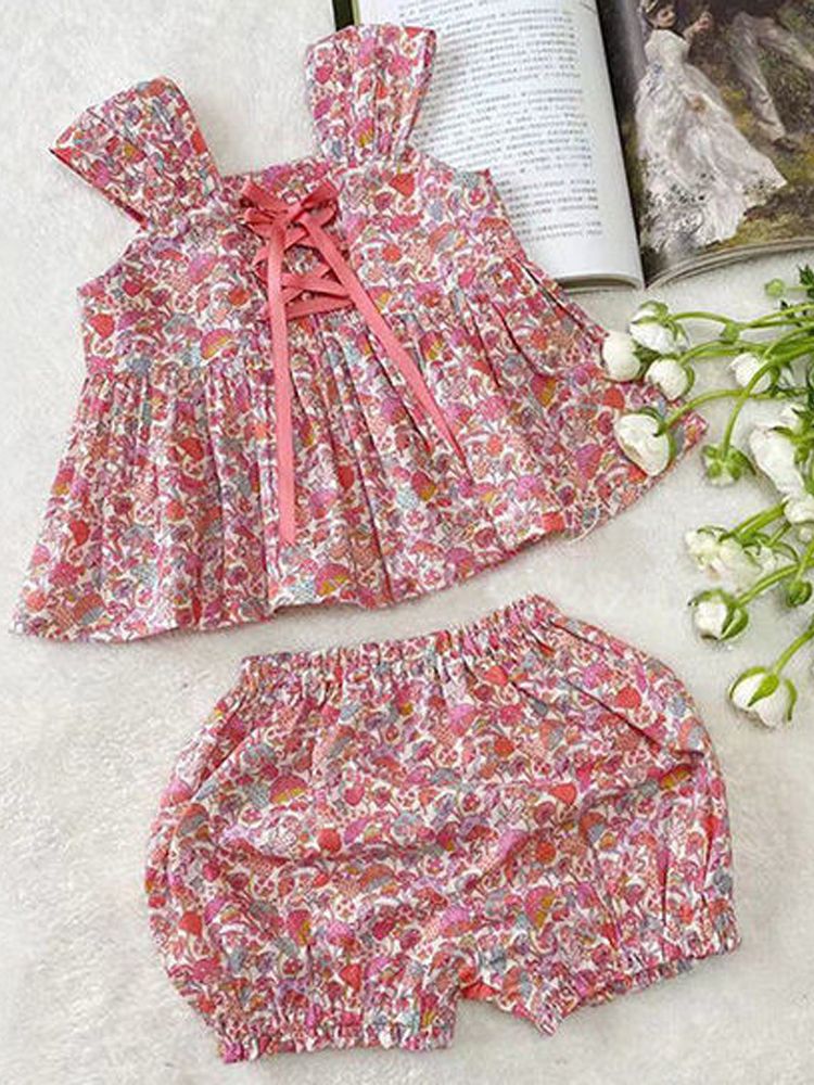 Skirt + Pants Set 2pcs Sewing Pattern For Kids Baby Summer Clothes DIY Mini Kraft Paper Cutting Drawing Template Girls Dress: 100cm