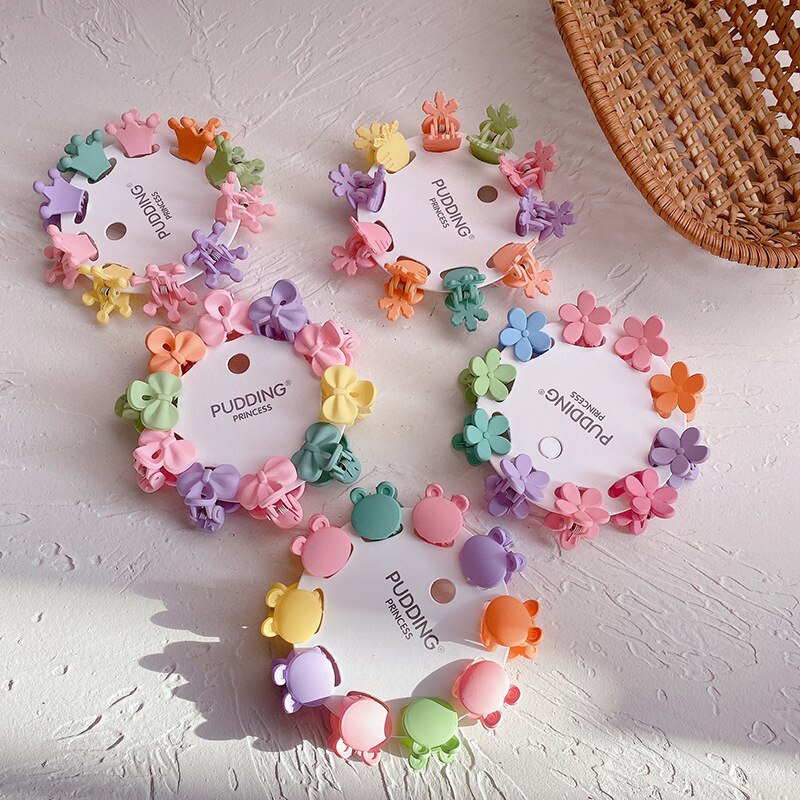 10PCS/Set Girls Cartoon Colorful Flower Mini Hair Claws Kids Sweet Hairpins Children Hair Accessories Cute Hair Clip
