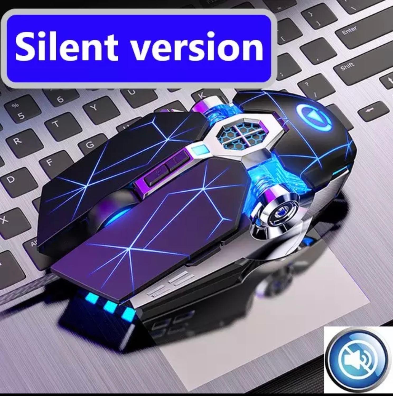 Mechanical Wired Silent Mouse 3200dpi 7 Buttons Backlit Computer Mouse Support Macro Definition Gaming Mouse: black mute
