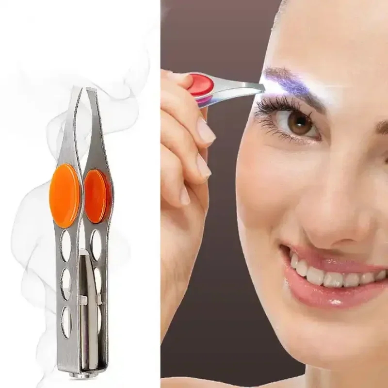 Met LED-lampclip Wenkbrauwpincet Make-up Schoonheidstools Ontharingsklem Minilicht Delicaat trimmen