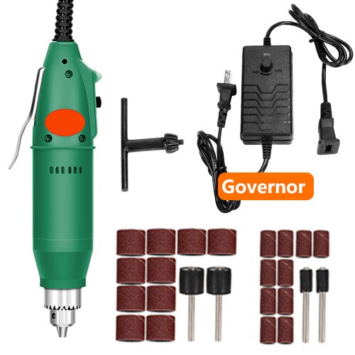 Mini taladro eléctrico de 110V/220V, herramienta rotativa de estilo Dremel con velocidad Variable positiva y negativa, herramientas eléctricas de molienda, bolígrafo grabador: Green