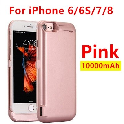 10000mah Power Bank Case dla iPhone 6 6s 7 plus case ładowarka Case dla iPhone 5 SE 5S 5SE 5C ładowanie Powerbank Case: Pink 6 6S 7 8