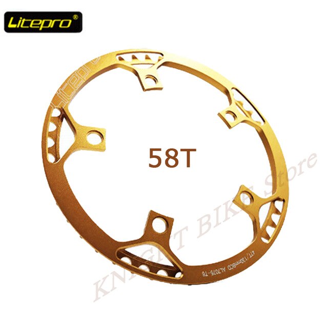 Litepro ultralet 130 bcd 45t 47t 53t 56t 58t a7075 alu bmx kædering foldecykel bmx kædehjul cykel kranksæt tand: 58t guld