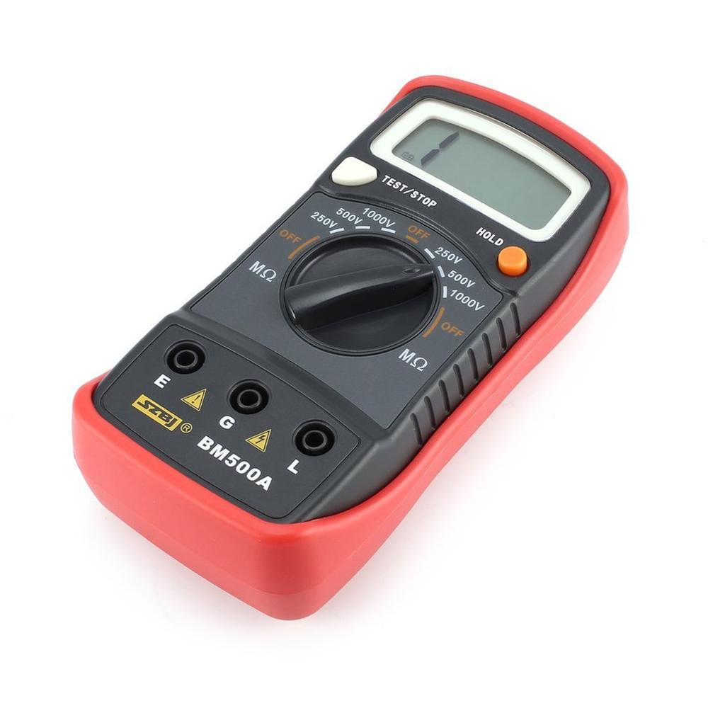 Bm500a digital megger 1000v auto räckvidd isoleringsmotstånd ohm meter tester megohmmeter multimeter voltmeter led indikation