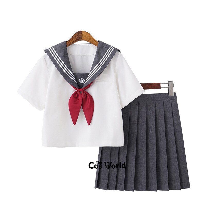 Grijs wit zomer marineblauw matrozenpak tops rokken jk middelbare school uniform klas uniform studenten kleding