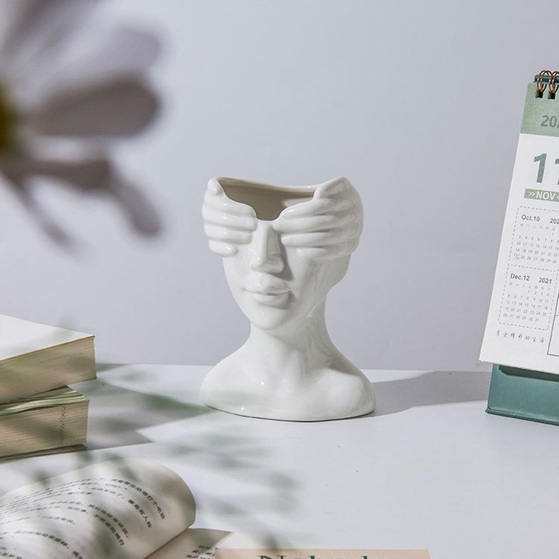 Nordisk stil blomstervase kropp halvt ansikt blomsterkrukke vase keramikk kunst håndverk hjemmedekorasjon tilbehør moderne hjemmekontor dekor