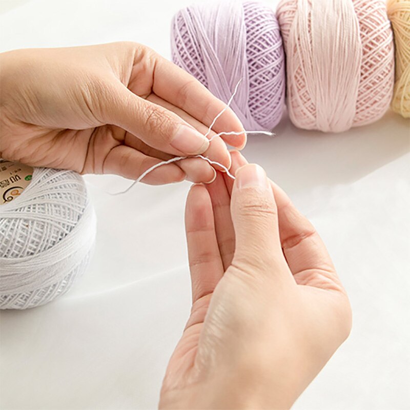 50g/ball 5# Lace Yarn 3 ply 100% Cotton for Hand Knitting Crochet Thin Thread for DIY Pillow Lace Supplies Soft