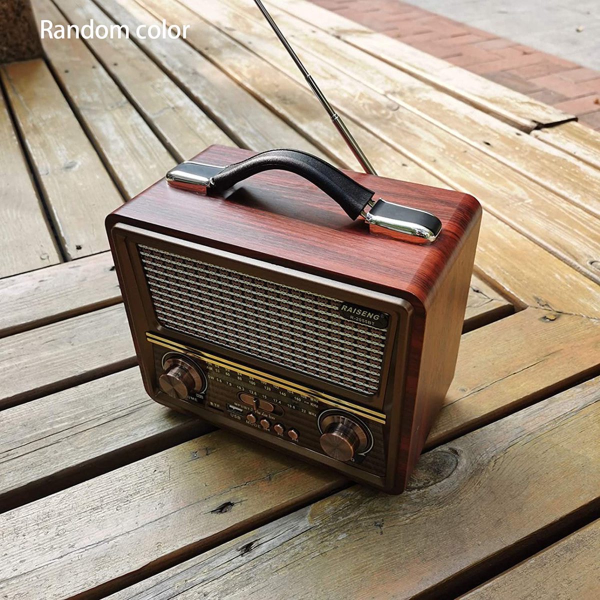Wooden Retro Radio, AM SW FM Radio, Wireless Bluetooth Speaker, Mini Bass Audio Outside Loud Volume for Home, Office