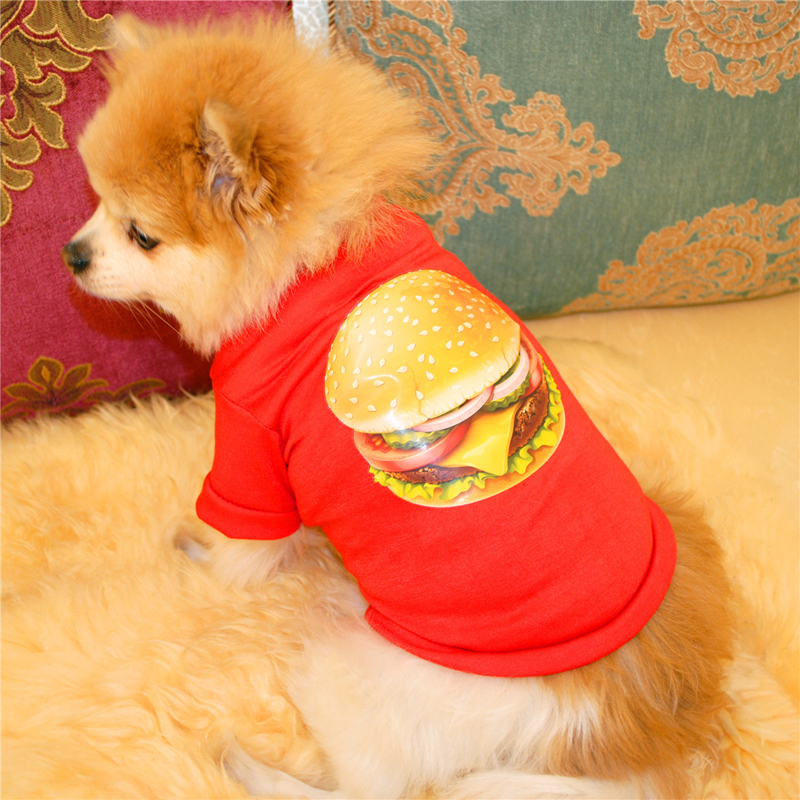 nueva primavera y verano Camiseta de algodón para perro mascota estilo hamburguesa teddy bomei guest.