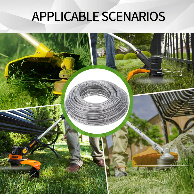 LUSQI Steel Core Trimmer Line Heavy Duty Nylon Grass Cutting Rope 5M 10M 15M Brushcutter Strimmer Line Lawn Mower Replacement
