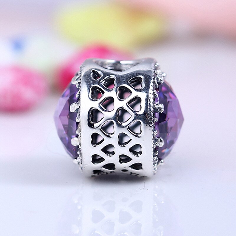 Pandach 100% Echt 925 Sterling Zilver Paars Gras Bedels Fit Originele Pandach Armband Diy Sieraden Voor Vrouwen 1006