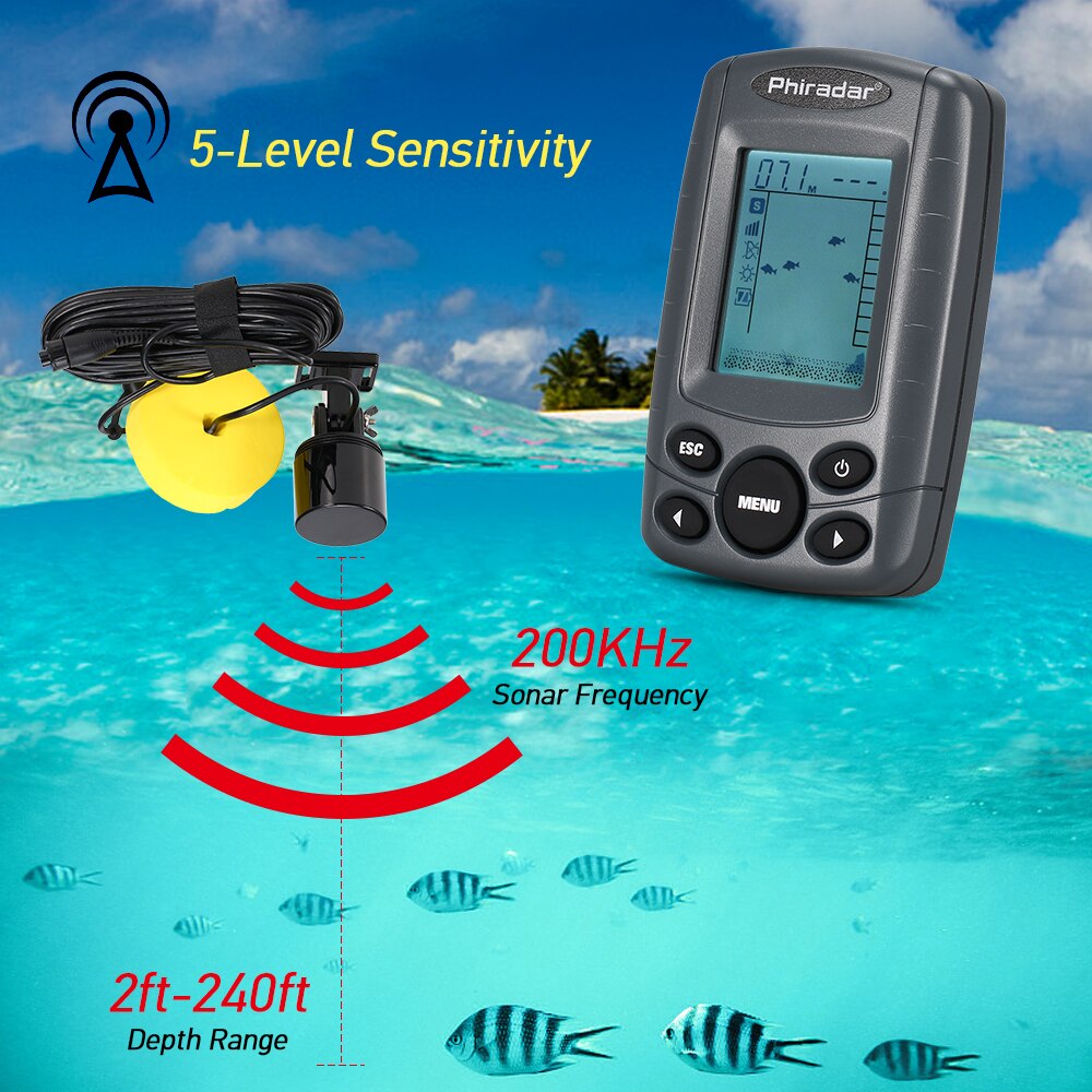 2.4 Inch Lcd Backlight Fishfinder 240 Ft Diepte Bereik Vissen Finder