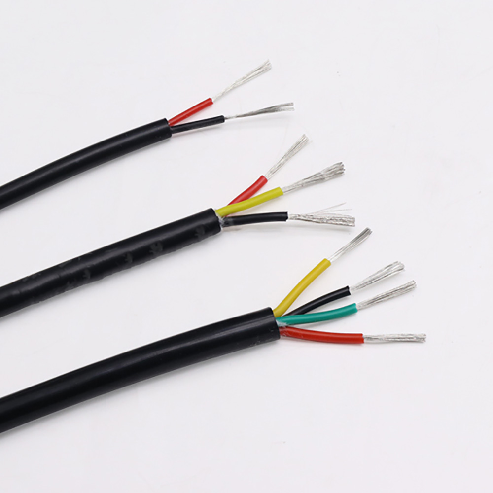 3 core Silicone rubber cable special soft sheath black high temperature electronic signal wire multi-core tinned copper wire