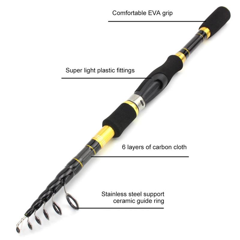 1,8 m Carbon Teleskop Angelrute Combo Spinning Reel Set Karpfen Bass Hecht Feeder Mit Spool Angeln Haken Locken Linie tasche Voller Kit