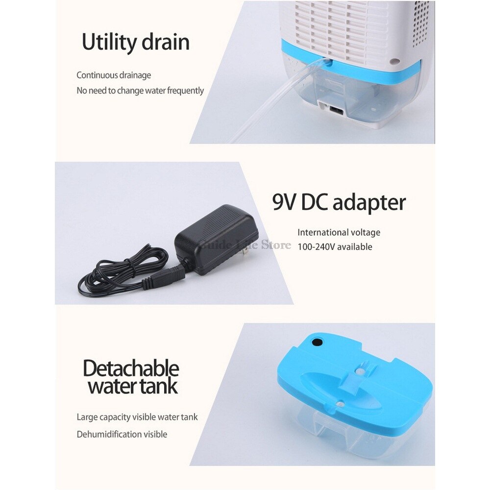 Déshumidificateur électrique Mini Portable dessiccateur d'air déshydratant absorbeur d'humidité à faible bruit armoire maison déshumidificateur chambre bureau