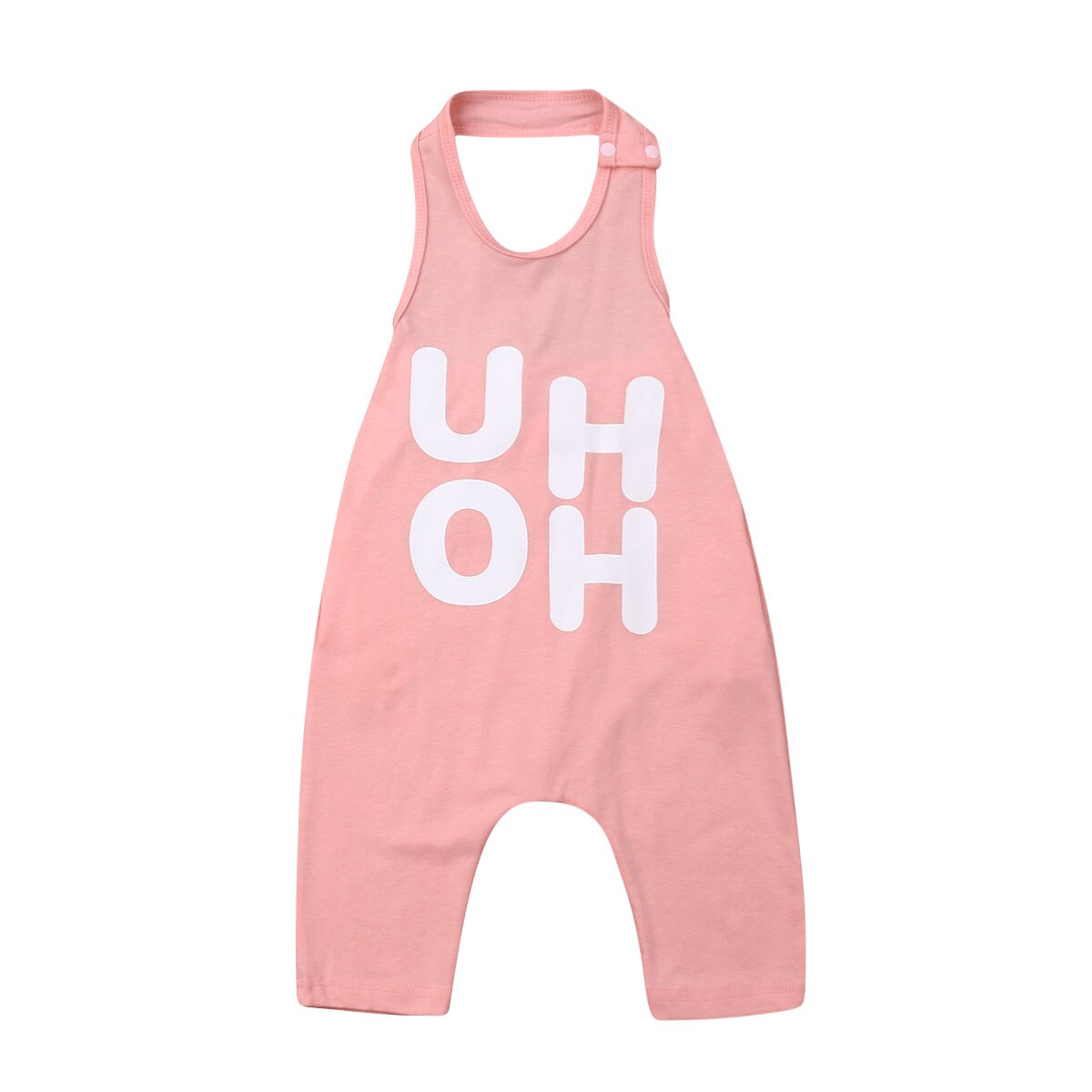 1-8 jaar peuter baby jongen meisje letter halter mouwloos romper jumpsuit overalls outfits zomer: Roze / 8