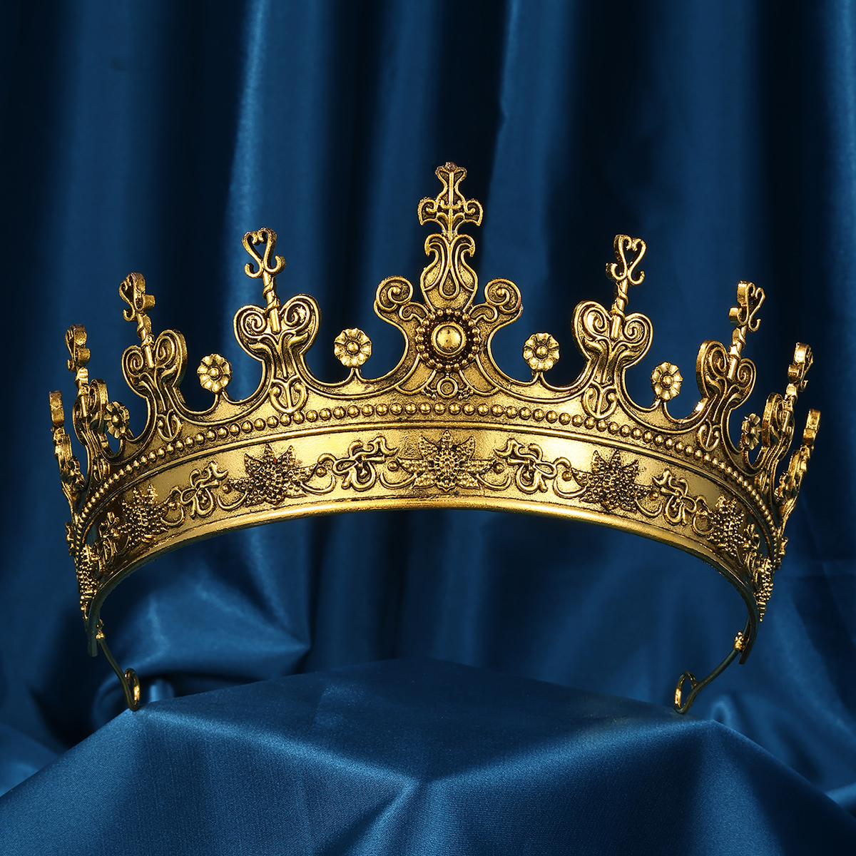 Couronne de roi médiévale pour hommes, femmes et enfants, couronne de Cosplay sur scène, accessoire de fête d'halloween, 1 pièce: Couleur or