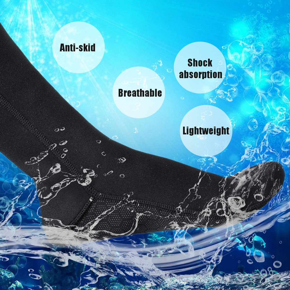 2 stk. 3mm svømmestøvle dykkestrømper badetøj våddragt neopren dykkestrømper antiridser opvarmning snorkelstrømper