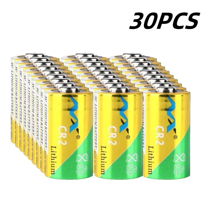 2-50pcs CR2 3V Bateria de Lítio 900mAh 15*27mm CR15270 Bateria de Substituição - Não Recarregável: green