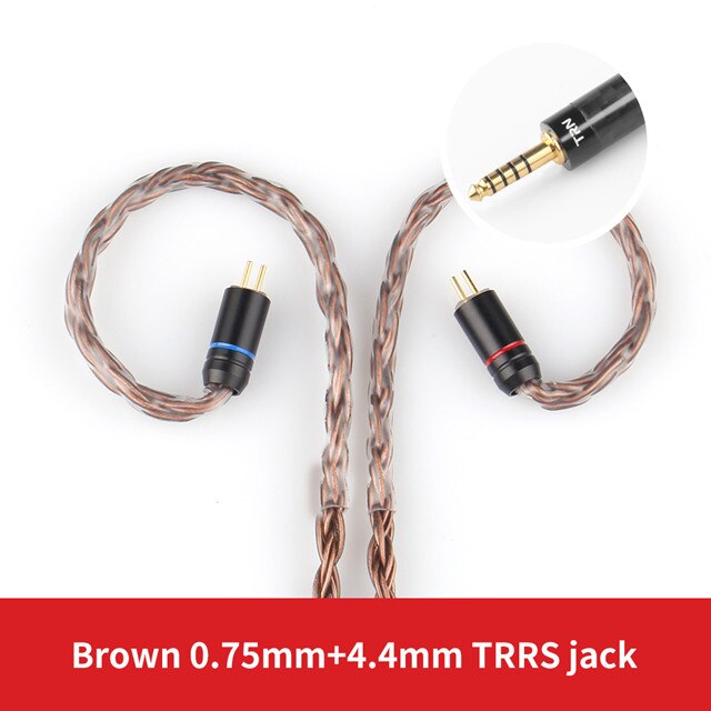 TRN 16 Core Silber Überzogene Kopfhörer Kabel 2,5mm 3,5mm 4,4mm zu 0,75 0,78 2pin mmcx Ausgewogene Hifi ersatz Kopfhörer Kabel: Brown 0.75mm 4.4mm