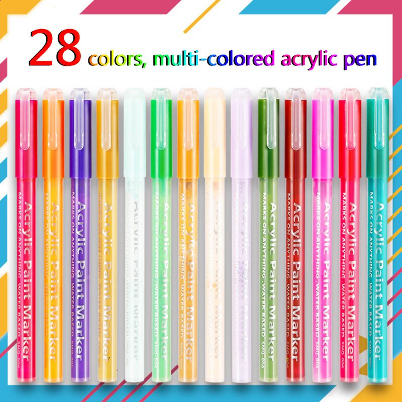 12/28 colores punta fina lavable acrílico pintura marcadores para cerámica vidrio madera lienzo Scrapbooking niños artesanía